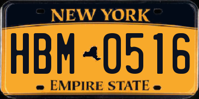 NY license plate HBM0516