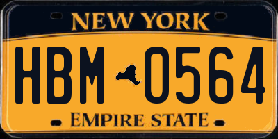 NY license plate HBM0564