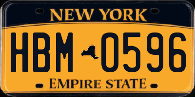 NY license plate HBM0596