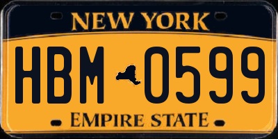 NY license plate HBM0599