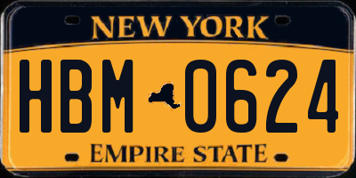 NY license plate HBM0624