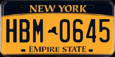 NY license plate HBM0645
