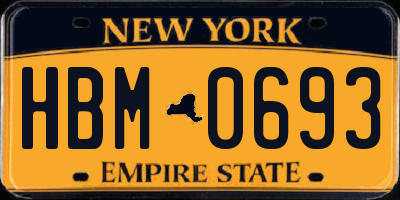 NY license plate HBM0693