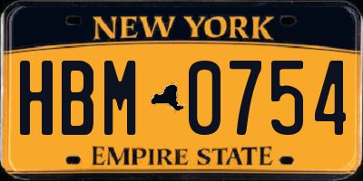NY license plate HBM0754
