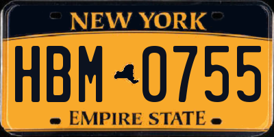 NY license plate HBM0755
