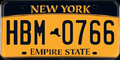 NY license plate HBM0766