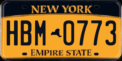 NY license plate HBM0773