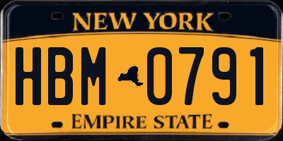 NY license plate HBM0791