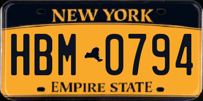NY license plate HBM0794
