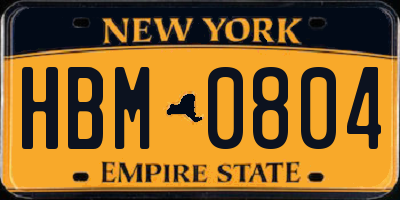 NY license plate HBM0804