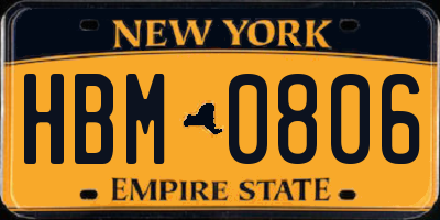 NY license plate HBM0806