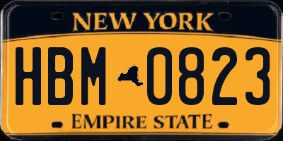 NY license plate HBM0823