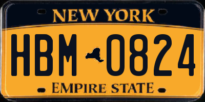 NY license plate HBM0824