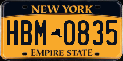 NY license plate HBM0835