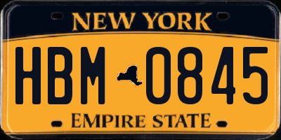 NY license plate HBM0845