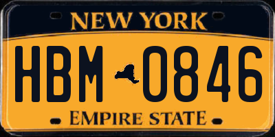 NY license plate HBM0846