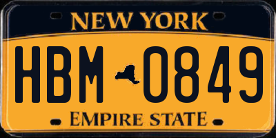 NY license plate HBM0849