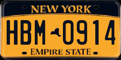 NY license plate HBM0914