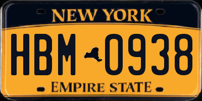 NY license plate HBM0938