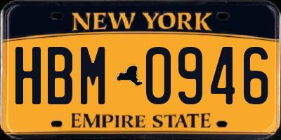 NY license plate HBM0946