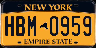 NY license plate HBM0959