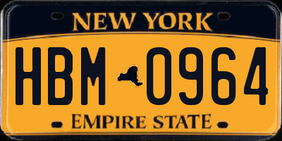 NY license plate HBM0964