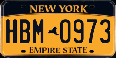 NY license plate HBM0973