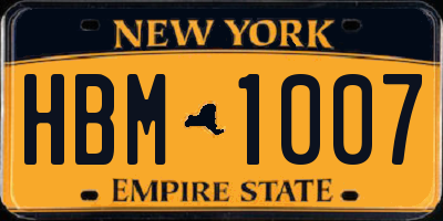 NY license plate HBM1007