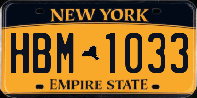 NY license plate HBM1033