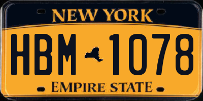 NY license plate HBM1078