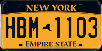 NY license plate HBM1103