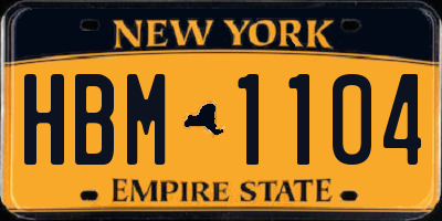 NY license plate HBM1104
