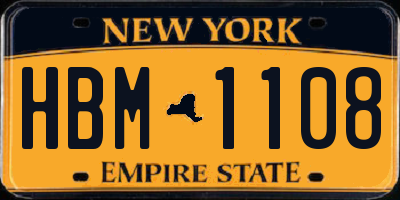 NY license plate HBM1108