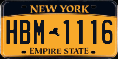 NY license plate HBM1116