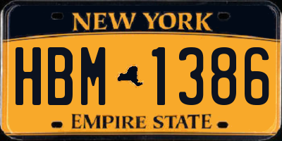 NY license plate HBM1386