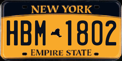 NY license plate HBM1802