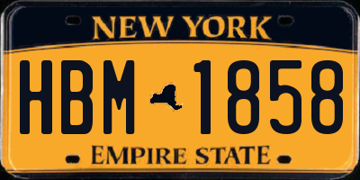 NY license plate HBM1858