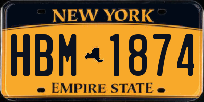 NY license plate HBM1874