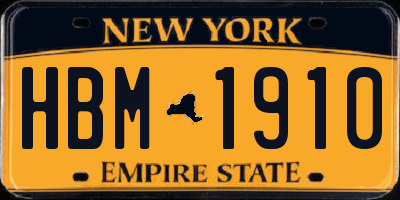 NY license plate HBM1910