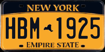 NY license plate HBM1925