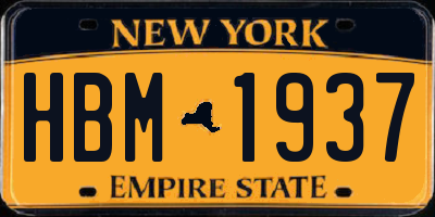 NY license plate HBM1937
