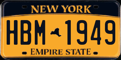 NY license plate HBM1949