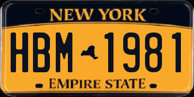 NY license plate HBM1981