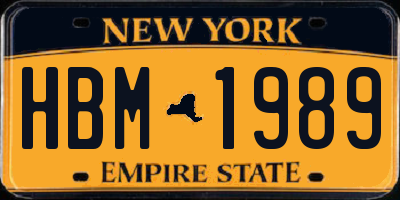 NY license plate HBM1989