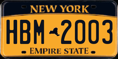 NY license plate HBM2003