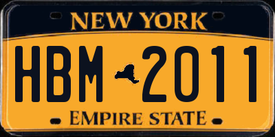 NY license plate HBM2011