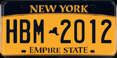 NY license plate HBM2012