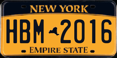 NY license plate HBM2016