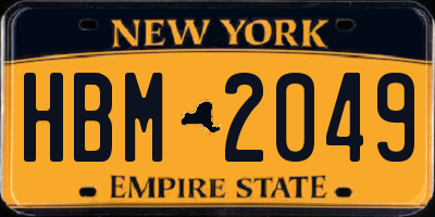 NY license plate HBM2049