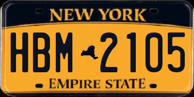 NY license plate HBM2105